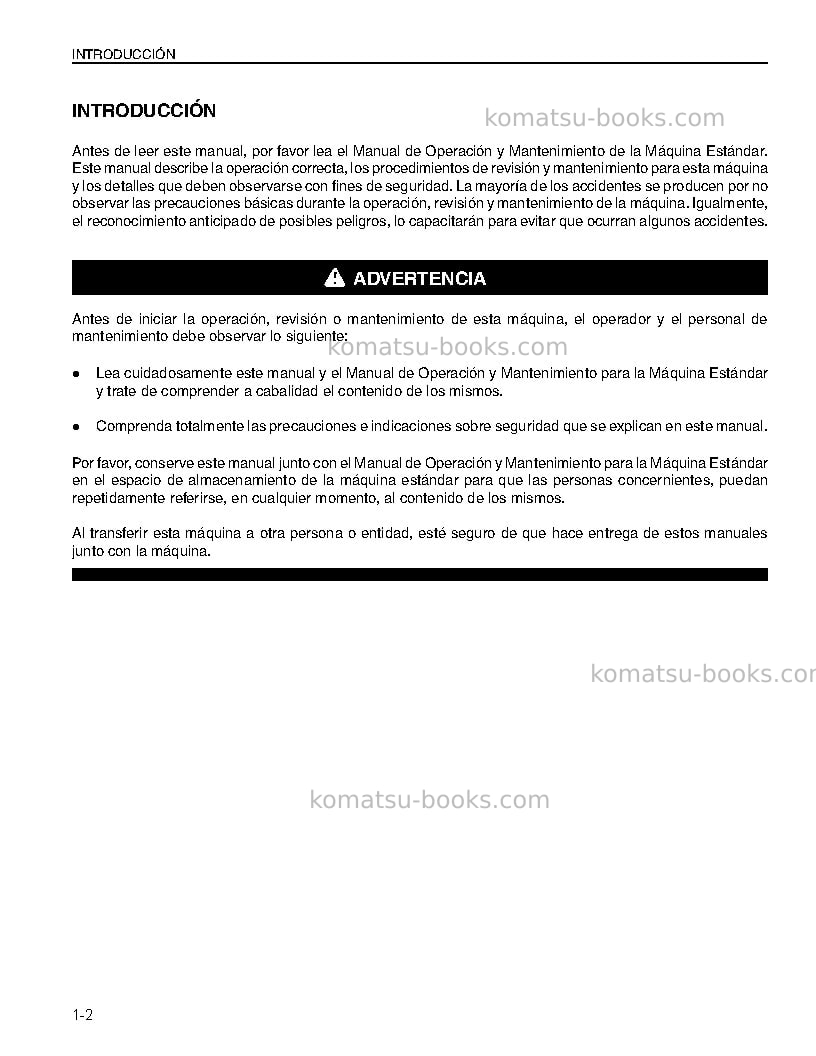 Komatsu pc200-6jpn Manual de operación cover Page 3