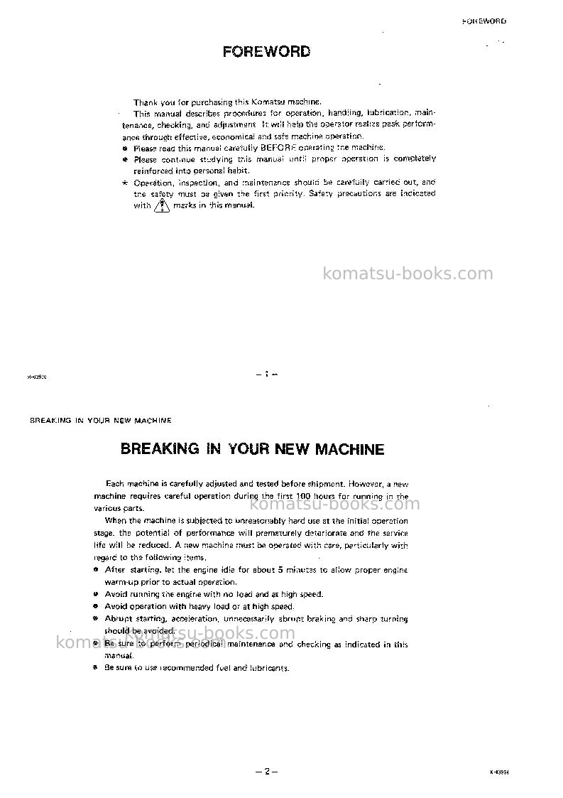 Komatsu w170-1jpn Operation manual cover Page 3 Komatsu w170-1jpn Operation manual cover Page 3