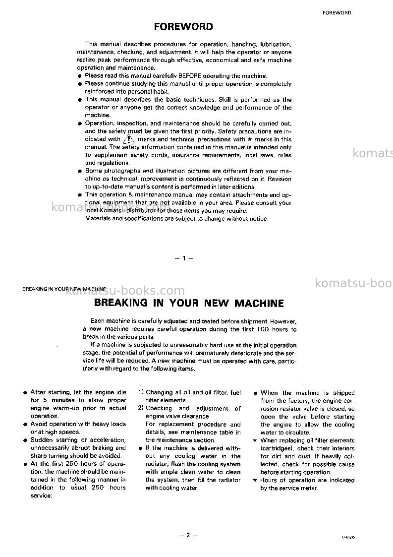 Komatsu d63e-1jpn Operation manual cover Page 3 Komatsu d63e-1jpn Operation manual cover Page 3
