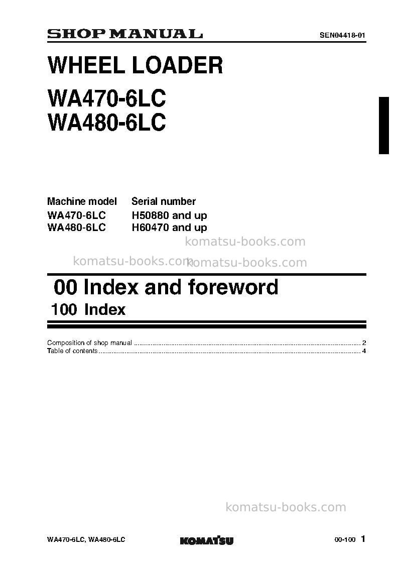 Komatsu wa470-6deu-lc Repair & maintenance cover Page 3