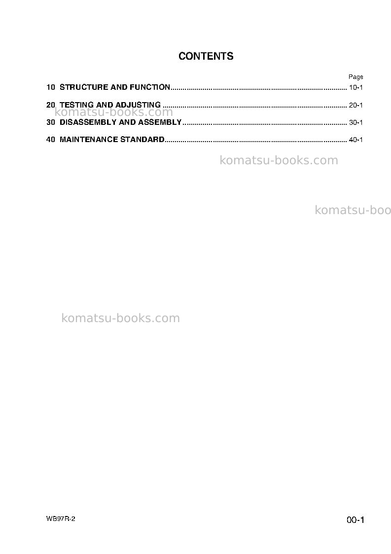 Komatsu wb97r-2ita Repair & maintenance cover Page 3