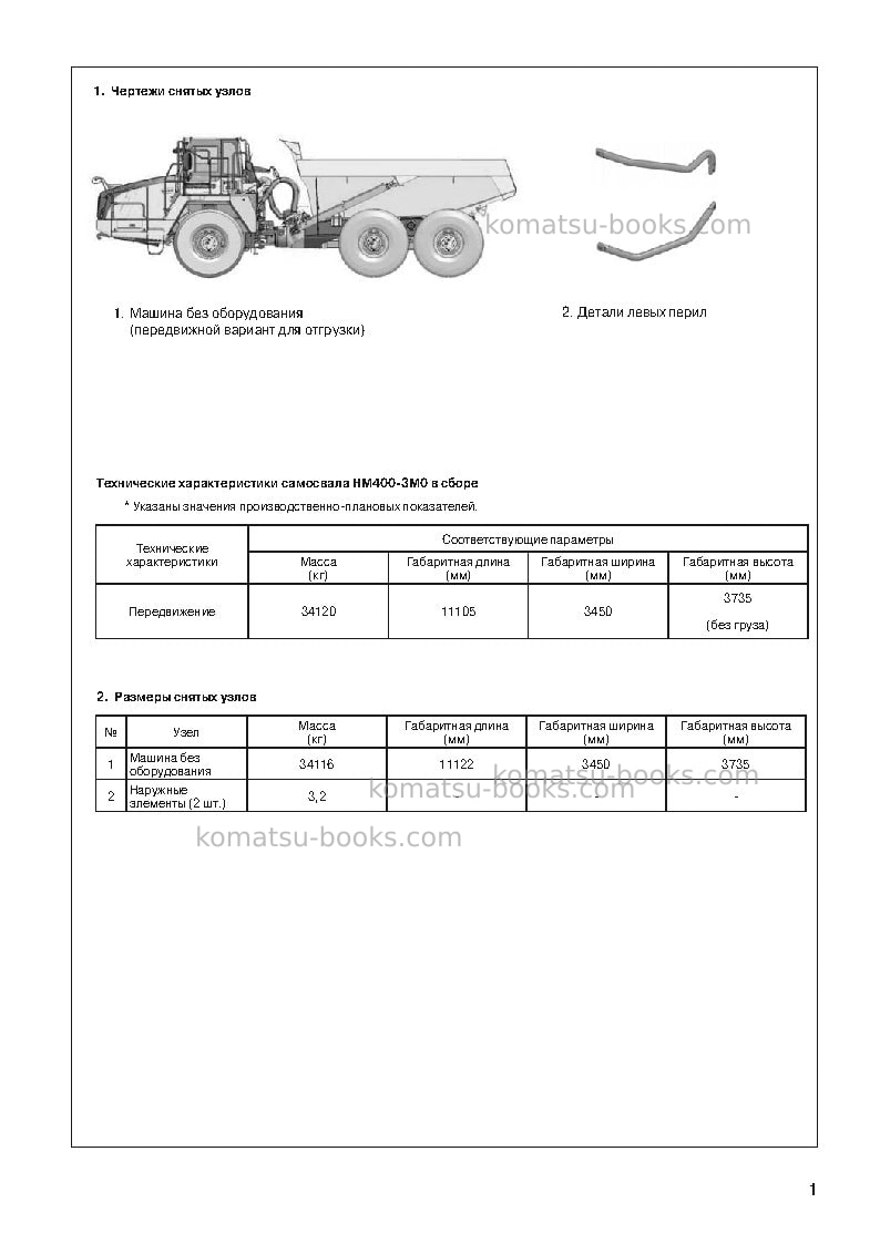 Komatsu hm400-3jpn-m0 Инструкция по сборке в полевых условиях обложка Страница 4