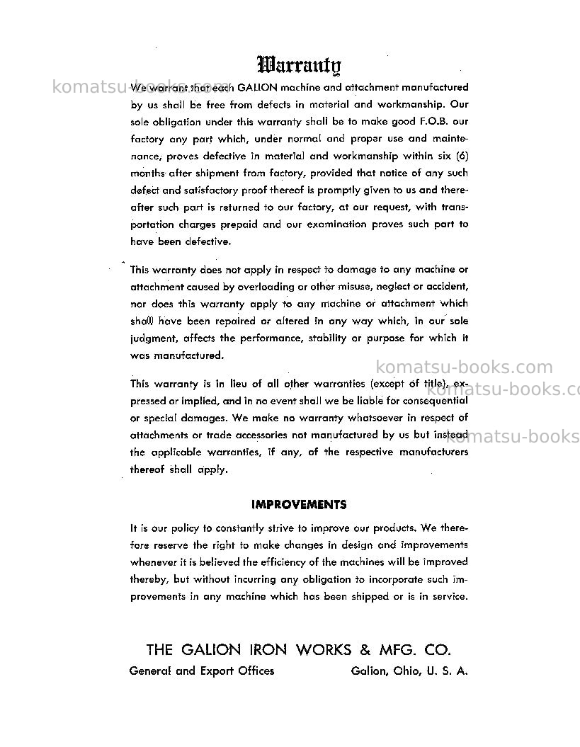 Komatsu 503 Operation manual cover Page 4 Komatsu 503 Operation manual cover Page 4