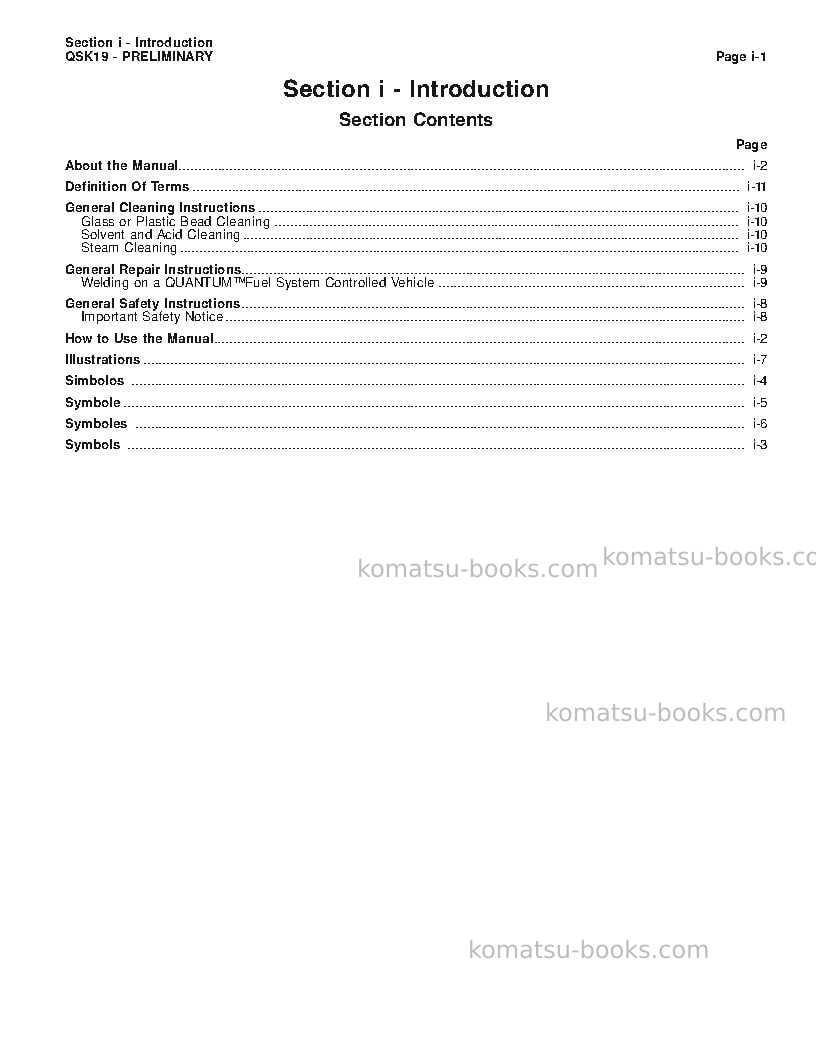 Komatsu qsk19usa Repair & maintenance cover Page 4