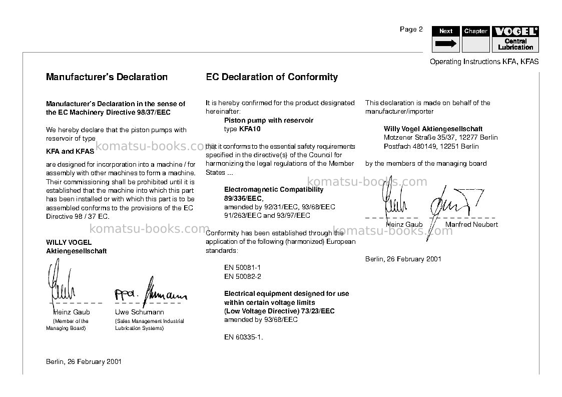 Komatsu central lubdeu Repair & maintenance cover Page 4