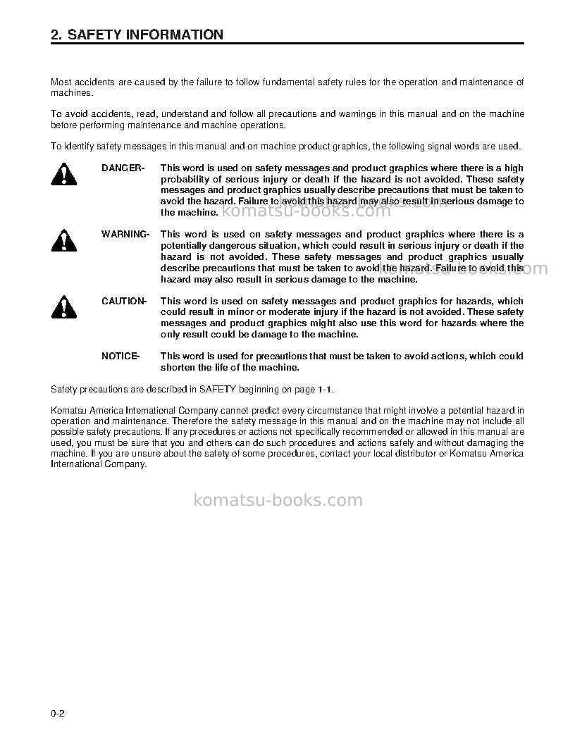 Komatsu pc210lc-6usa-lc Operation manual cover Page 4 Komatsu pc210lc-6usa-lc Operation manual cover Page 4