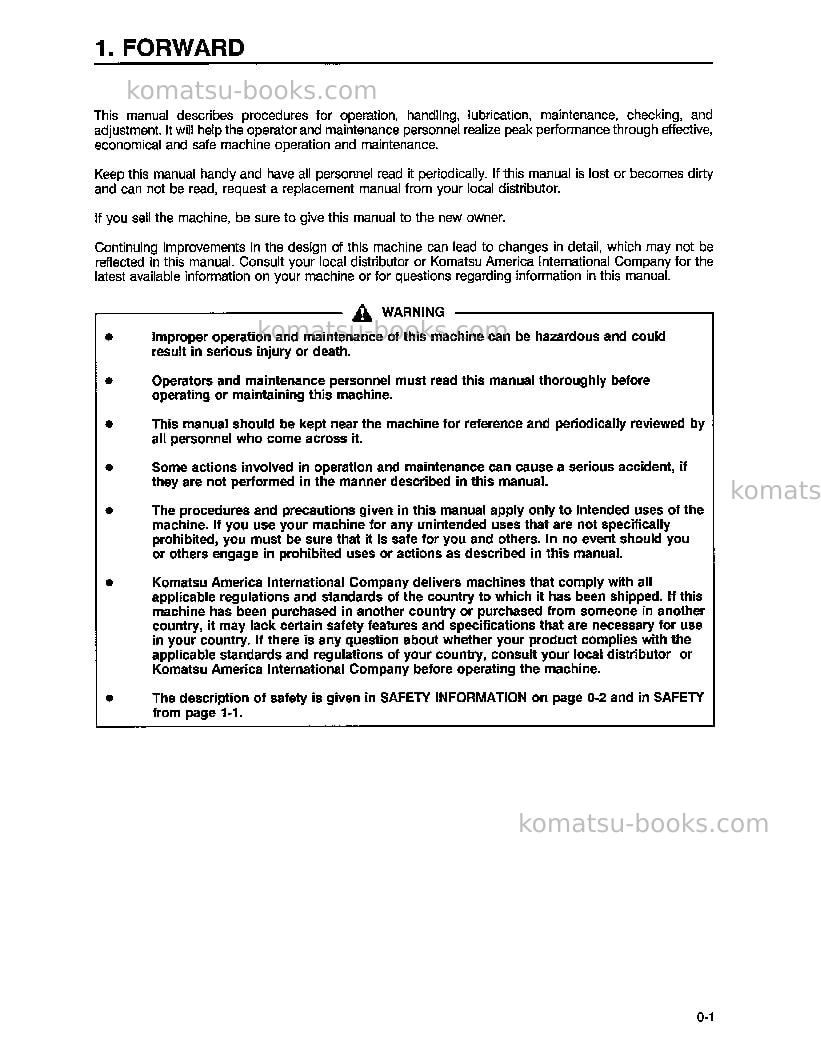 Komatsu wa450-3usa-l Operation manual cover Page 4 Komatsu wa450-3usa-l Operation manual cover Page 4