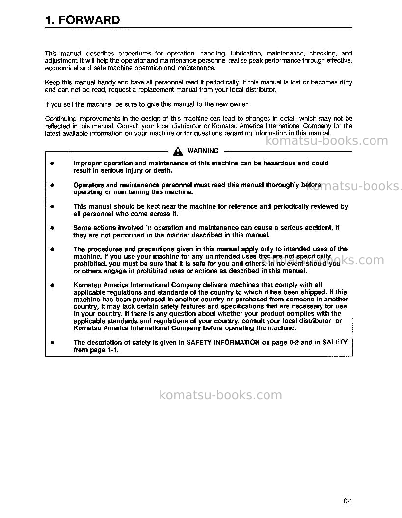 Komatsu wa420-3usa-l Operation manual cover Page 4 Komatsu wa420-3usa-l Operation manual cover Page 4