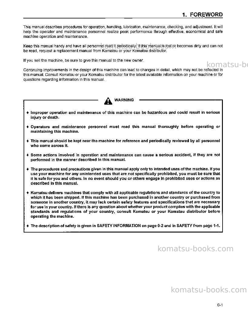 Komatsu d39e-1usa Operation manual cover Page 4