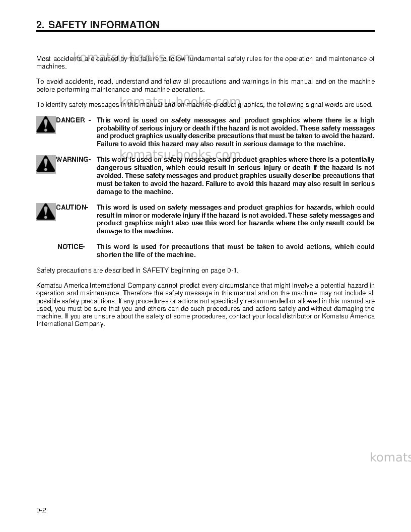 Komatsu pc200lc-6usa-le Operation manual cover Page 4 Komatsu pc200lc-6usa-le Operation manual cover Page 4