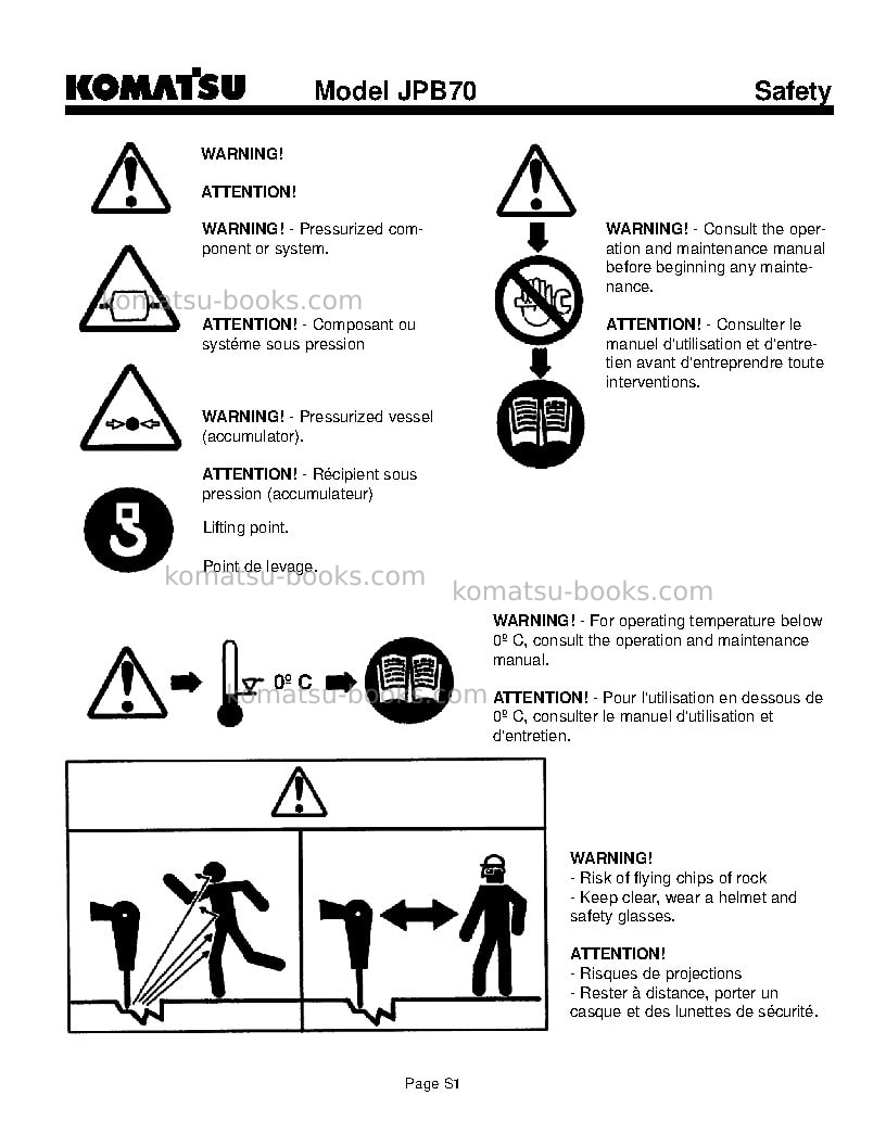 Komatsu jpb70usa Operation manual cover Page 4 Komatsu jpb70usa Operation manual cover Page 4