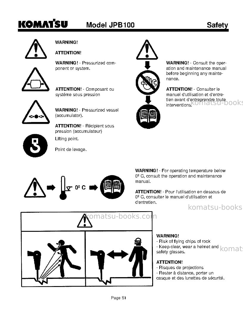 Komatsu jbp100usa Operation manual cover Page 4 Komatsu jbp100usa Operation manual cover Page 4