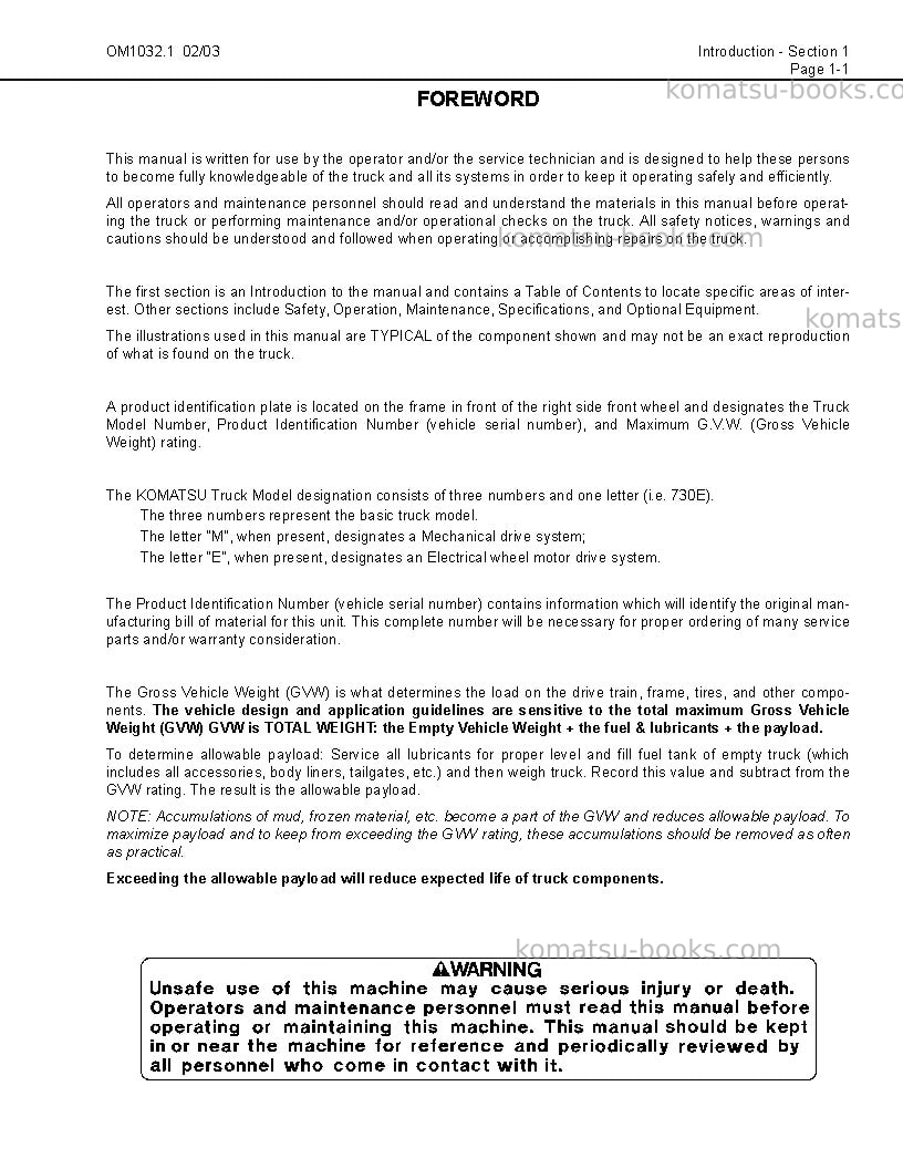 Komatsu 730eusa Operation manual cover Page 4