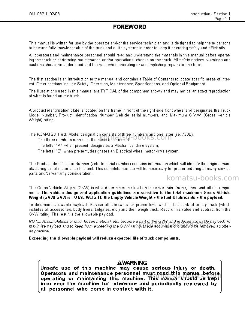 Komatsu 730eusa Operation manual cover Page 4