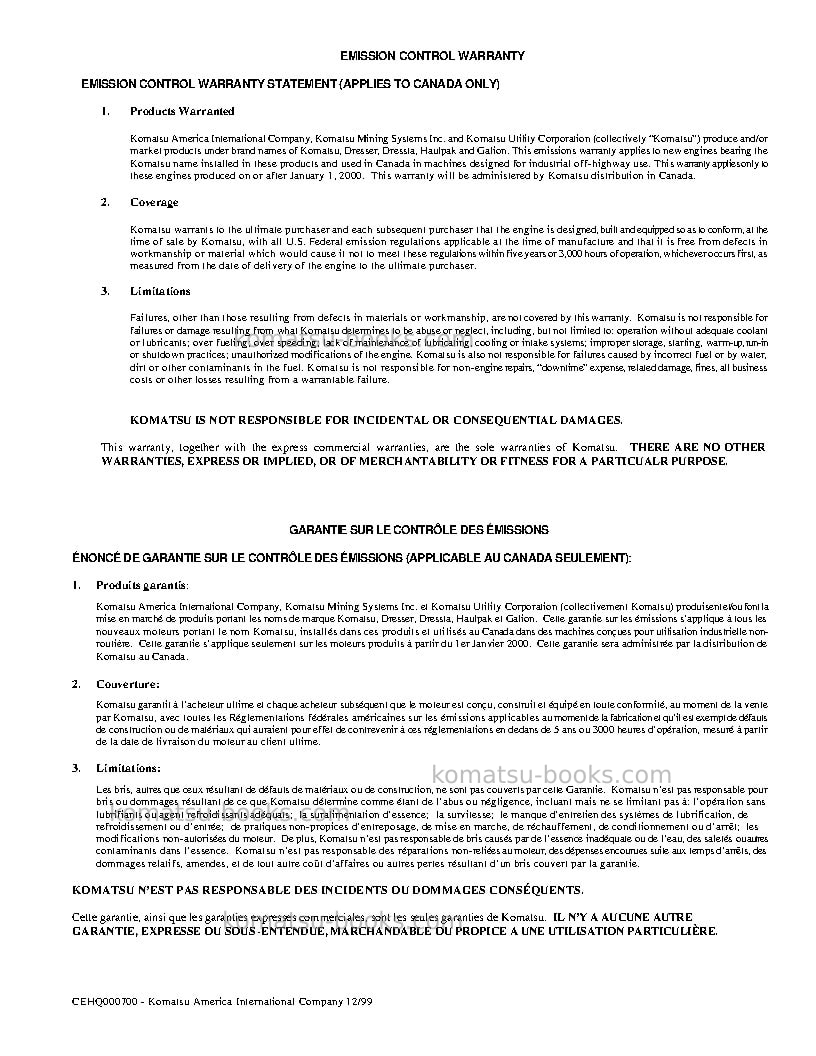 Komatsu 930e-3usa Operation manual cover Page 4 Komatsu 930e-3usa Operation manual cover Page 4