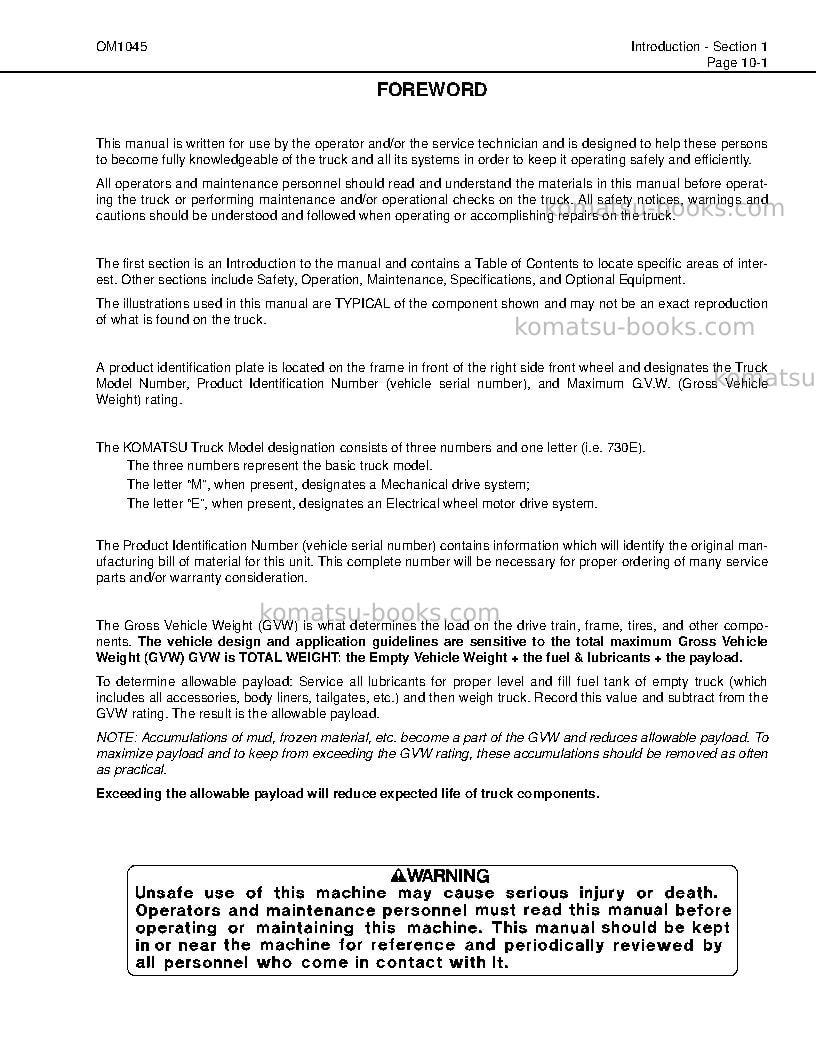 Komatsu 730eusa Operation manual cover Page 4