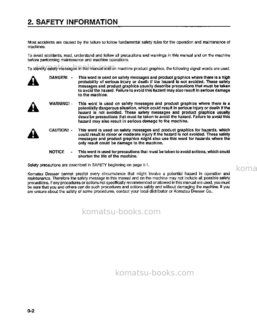 Komatsu pc400lc-5usa-lc Operation manual cover Page 4 Komatsu pc400lc-5usa-lc Operation manual cover Page 4