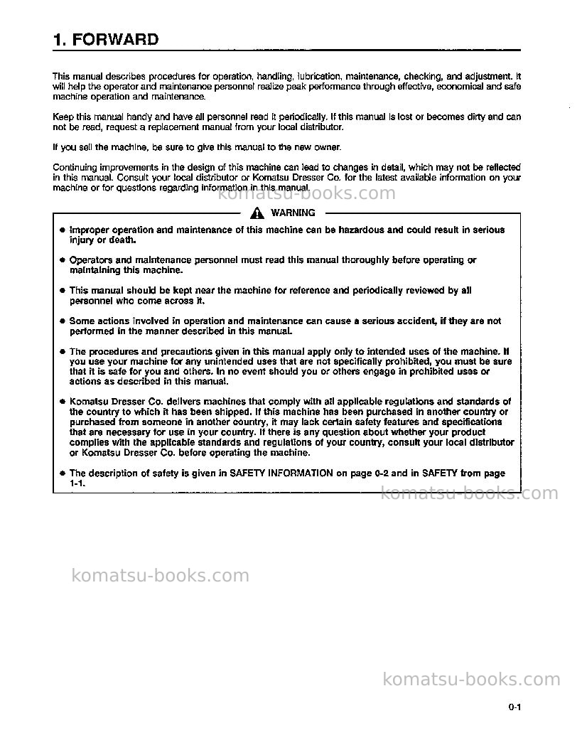 Komatsu pc300hd-6usa-lc Operation manual cover Page 4 Komatsu pc300hd-6usa-lc Operation manual cover Page 4