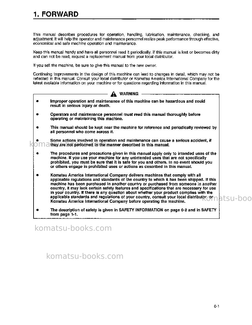 Komatsu wa380-3usa-l Operation manual cover Page 4 Komatsu wa380-3usa-l Operation manual cover Page 4