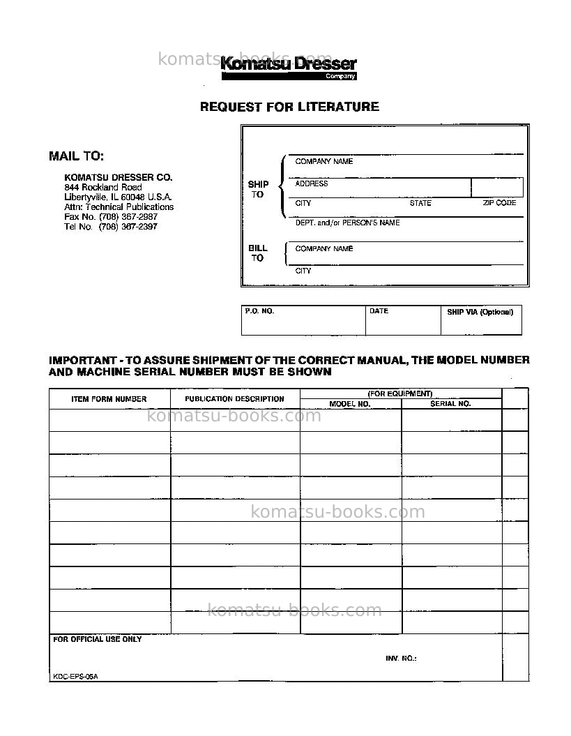 Komatsu wa600-1usa-lc Operation manual cover Page 4