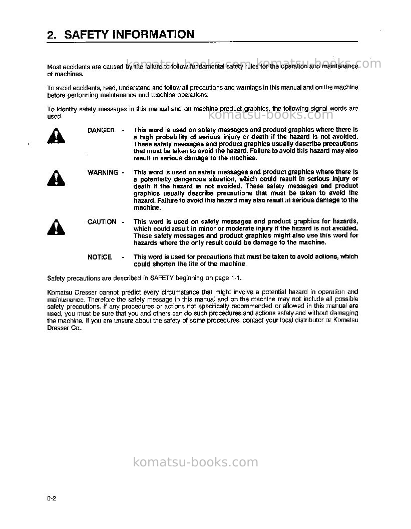 Komatsu pc200-6usa-l Operation manual cover Page 4 Komatsu pc200-6usa-l Operation manual cover Page 4