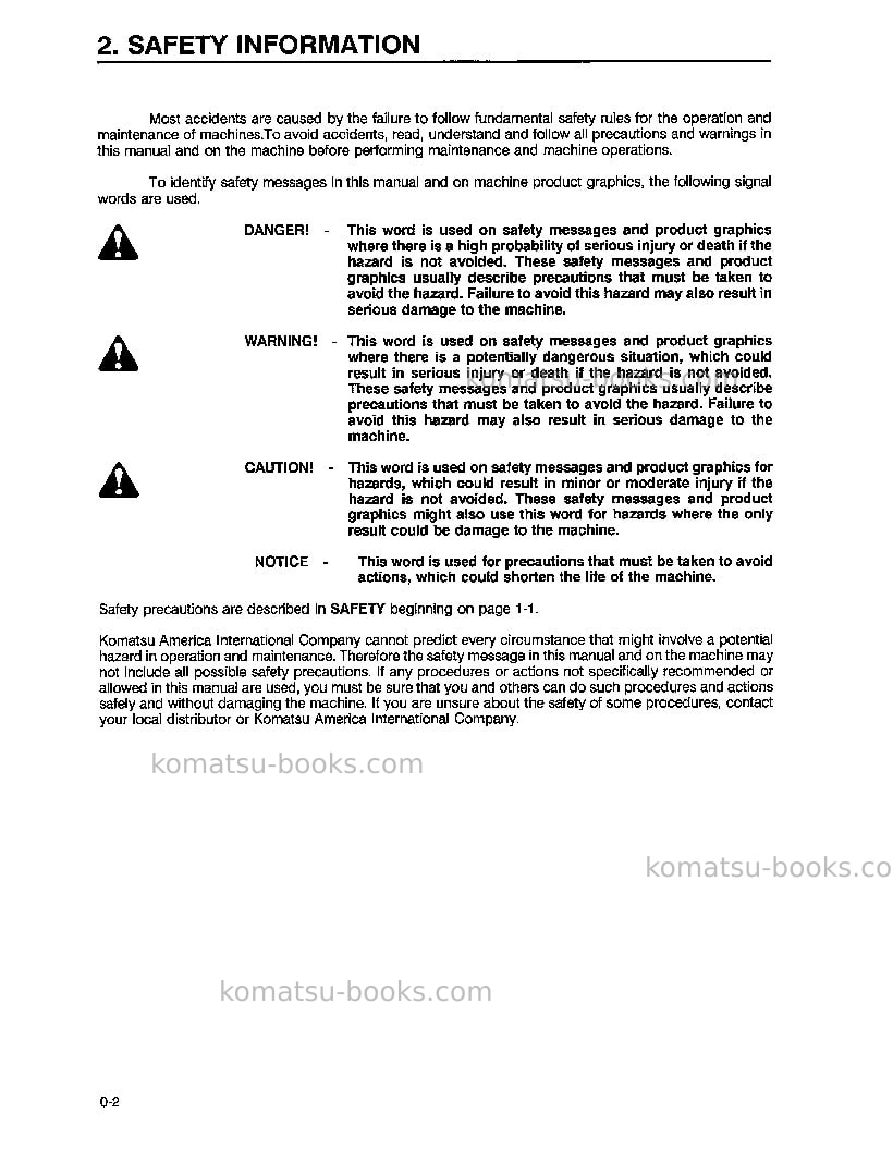 Komatsu wa450-3usa-le Operation manual cover Page 4 Komatsu wa450-3usa-le Operation manual cover Page 4