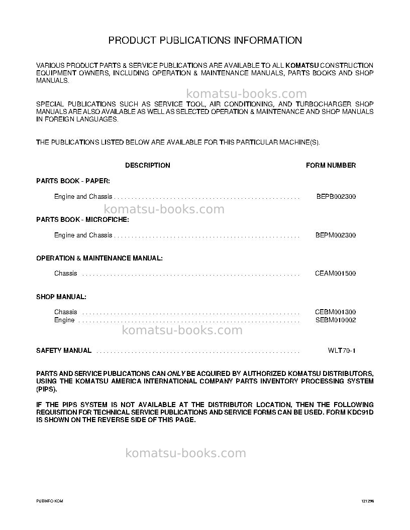Komatsu pc340lc-7gbr-k Operation manual cover Page 4 Komatsu pc340lc-7gbr-k Operation manual cover Page 4