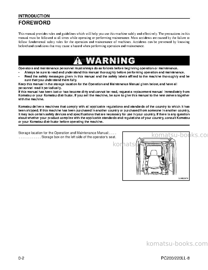 Komatsu pc200ll-8usa Operation manual cover Page 4 Komatsu pc200ll-8usa Operation manual cover Page 4