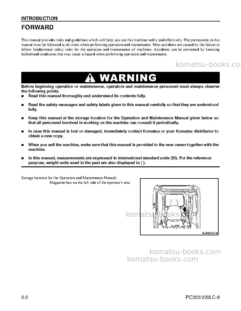 Komatsu pc200lc-8usa Operation manual cover Page 4 Komatsu pc200lc-8usa Operation manual cover Page 4