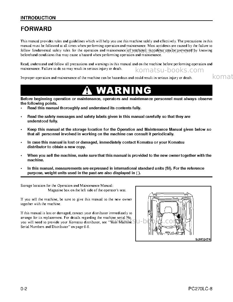 Komatsu pc270lc-8usa Operation manual cover Page 4 Komatsu pc270lc-8usa Operation manual cover Page 4