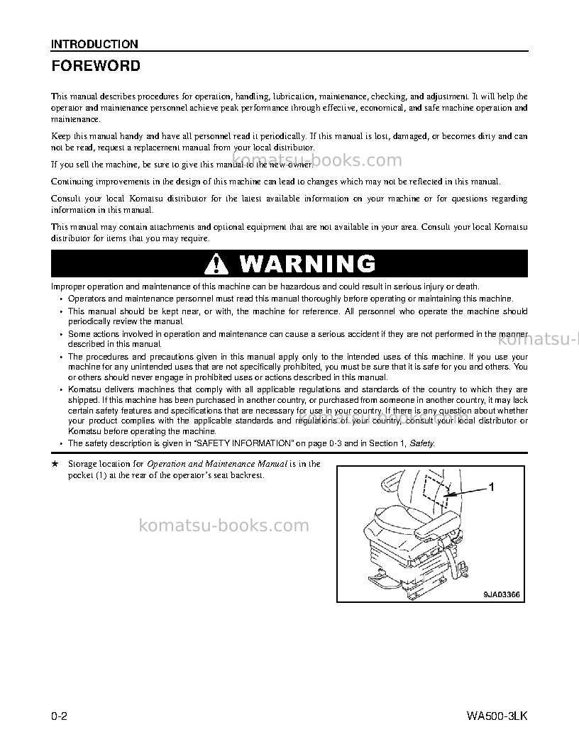 Komatsu wa500-3usa-lk Operation manual cover Page 4