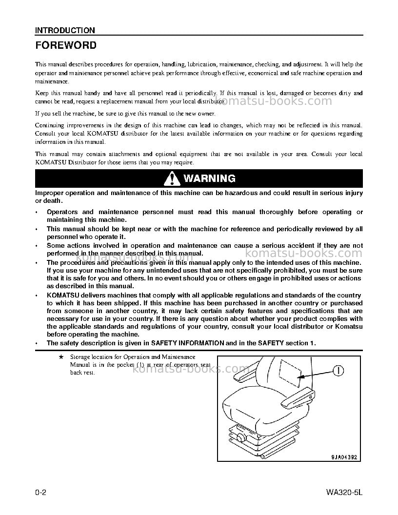 Komatsu wa320-5usa-l Operation manual cover Page 4 Komatsu wa320-5usa-l Operation manual cover Page 4