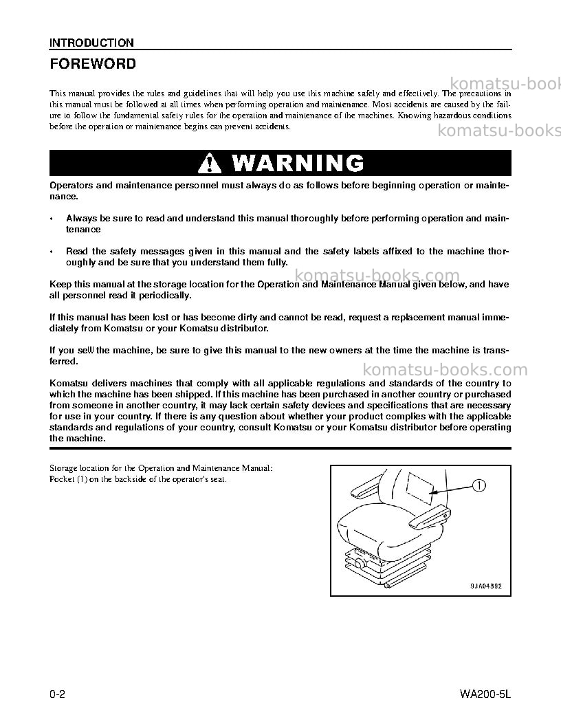 Komatsu wa200-5usa-l Operation manual cover Page 4
