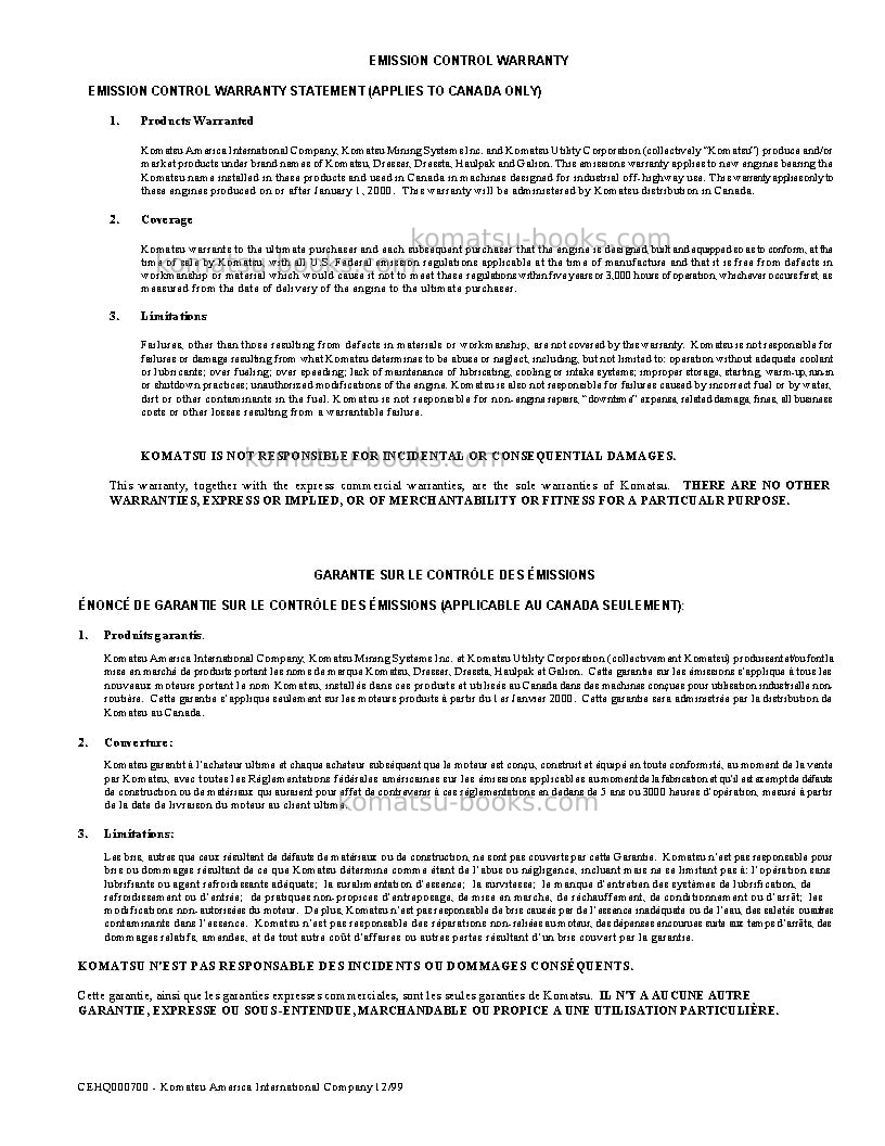 Komatsu hd785-5usa-lc Operation manual cover Page 4
