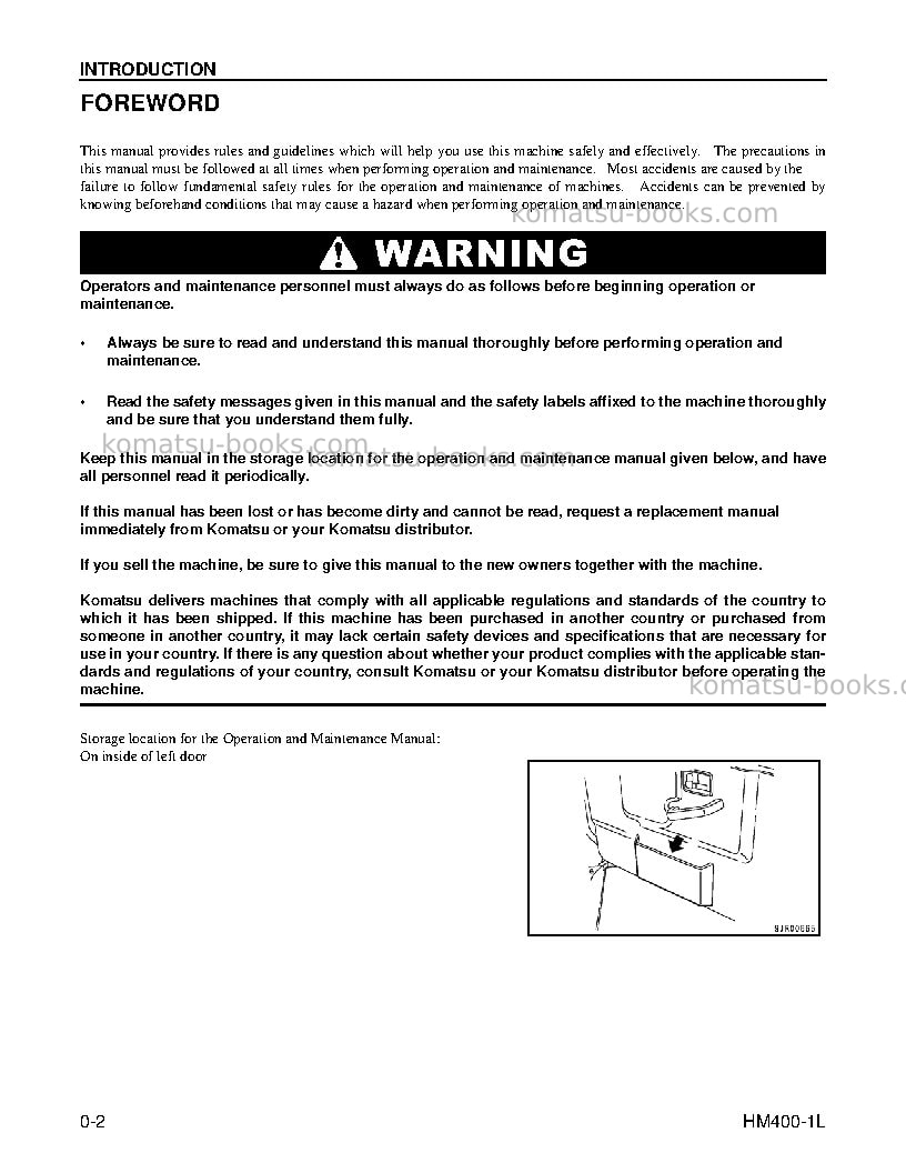 Komatsu hm400-1usa-l Operation manual cover Page 4 Komatsu hm400-1usa-l Operation manual cover Page 4