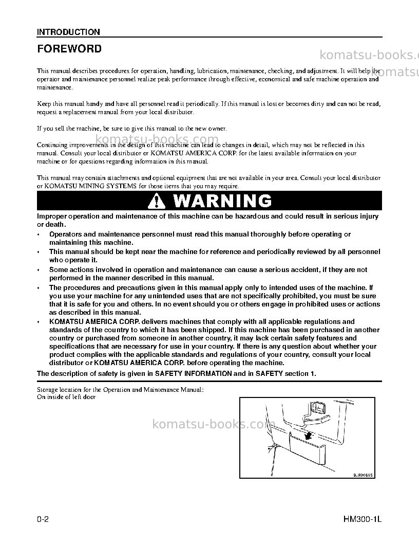 Komatsu hm300-1usa-l Operation manual cover Page 4 Komatsu hm300-1usa-l Operation manual cover Page 4
