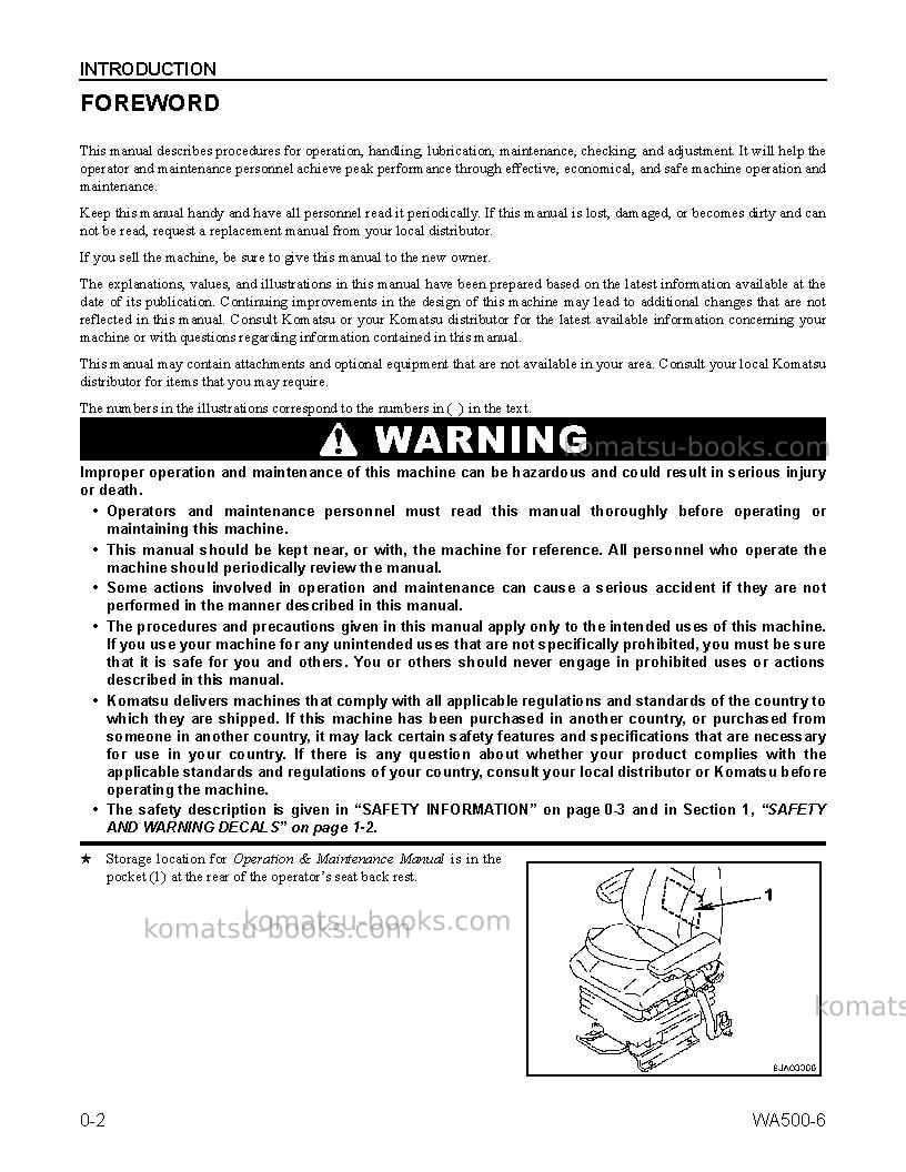Komatsu wa500-6usa Operation manual cover Page 4