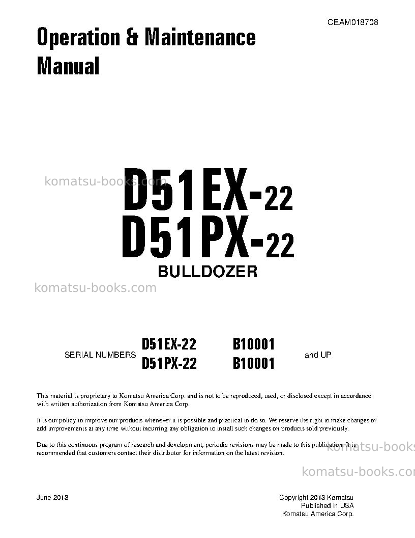 Komatsu d51ex-22bra Operation manual cover Page 4