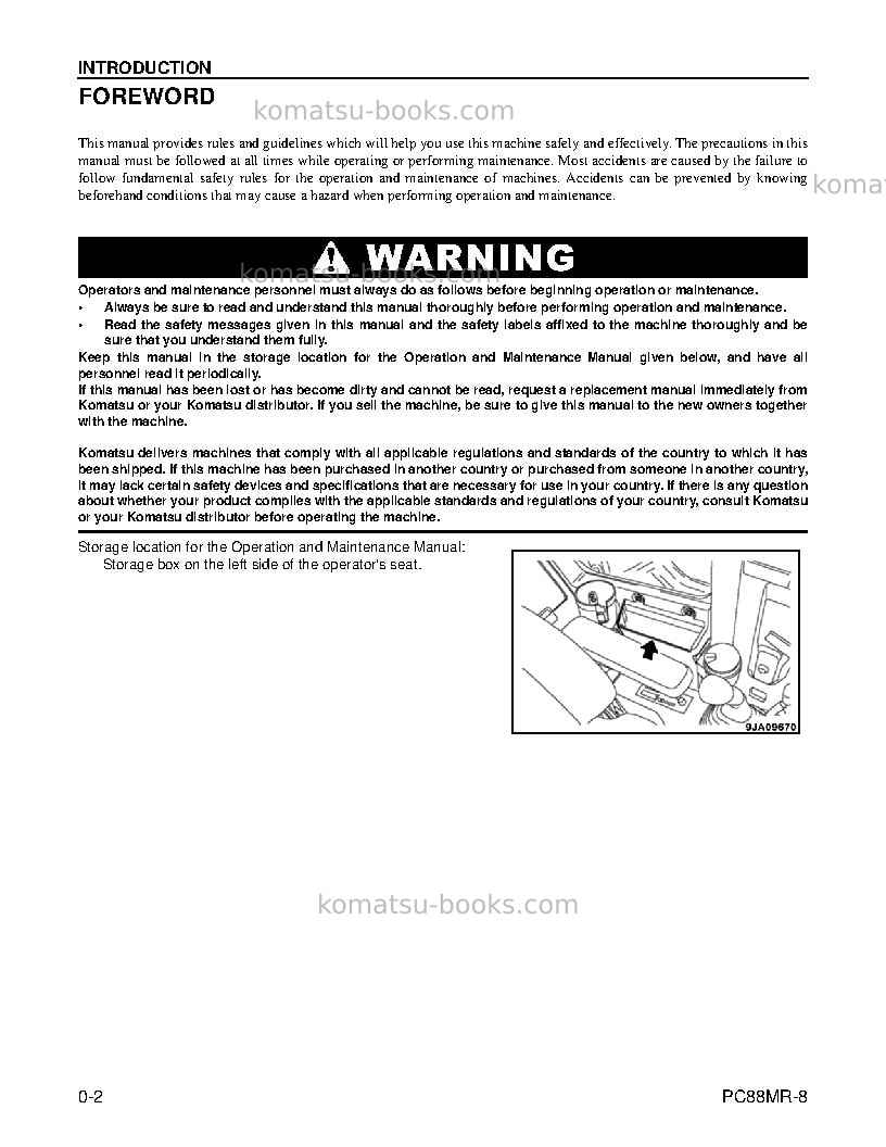 Komatsu pc88mr-8usa Operation manual cover Page 4 Komatsu pc88mr-8usa Operation manual cover Page 4