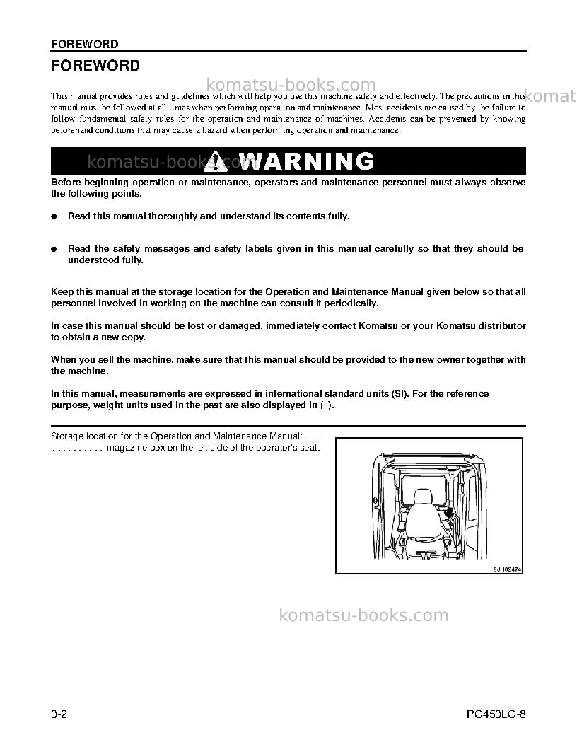 Komatsu pc450lc-8usa Operation manual cover Page 4 Komatsu pc450lc-8usa Operation manual cover Page 4