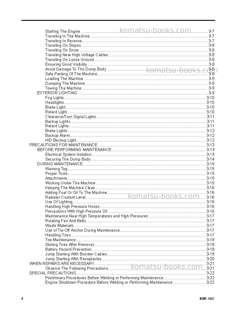 Komatsu 830e-1usa-ac Operation manual cover Page 4 Komatsu 830e-1usa-ac Operation manual cover Page 4