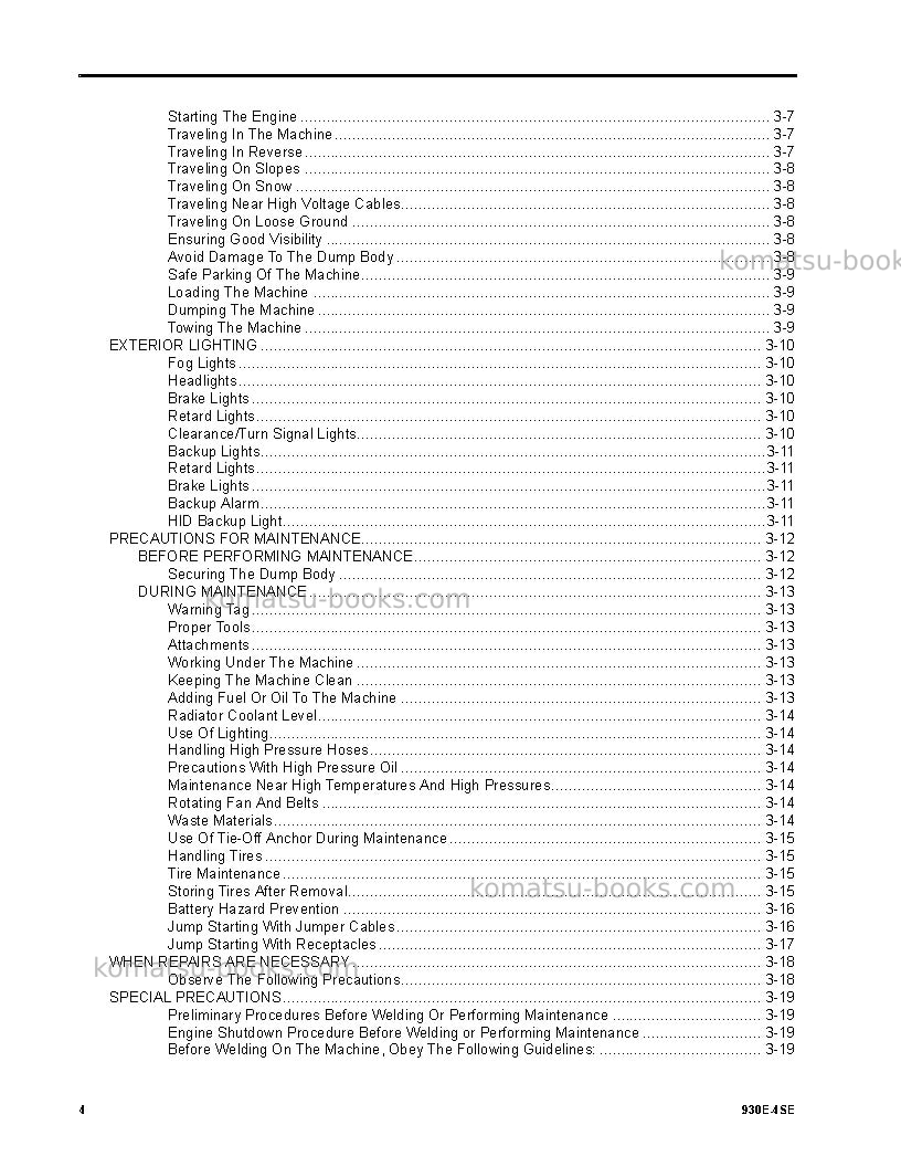 Komatsu 930e-4usa-se Operation manual cover Page 4 Komatsu 930e-4usa-se Operation manual cover Page 4