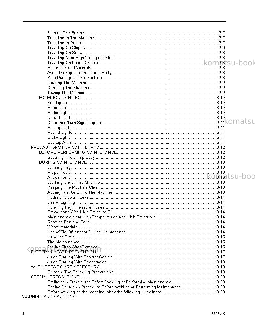 Komatsu 860e-1usa-k Operation manual cover Page 4
