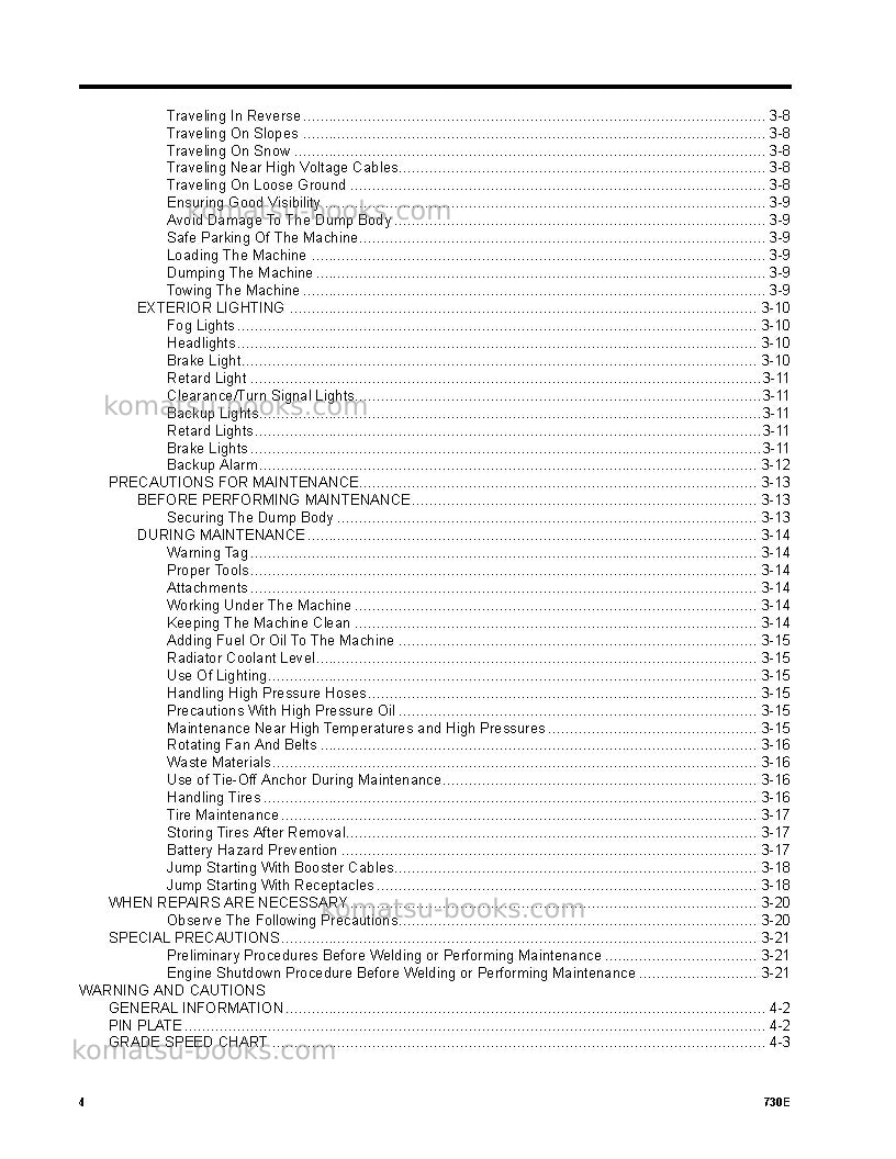 Komatsu 730eusa Operation manual cover Page 4 Komatsu 730eusa Operation manual cover Page 4