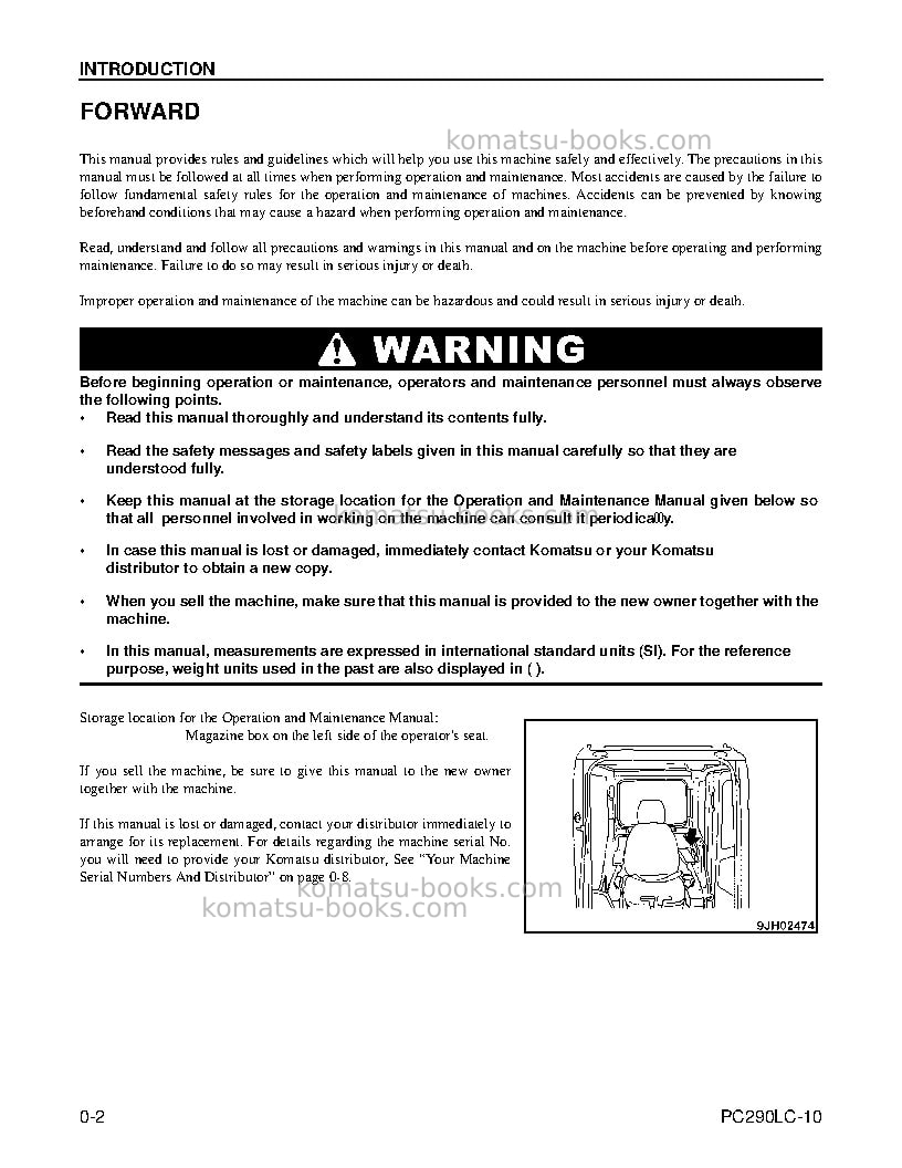 Komatsu pc290lc-10usa Operation manual cover Page 4 Komatsu pc290lc-10usa Operation manual cover Page 4