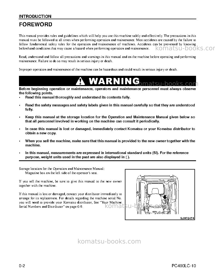 Komatsu pc490lc-10usa Operation manual cover Page 4 Komatsu pc490lc-10usa Operation manual cover Page 4