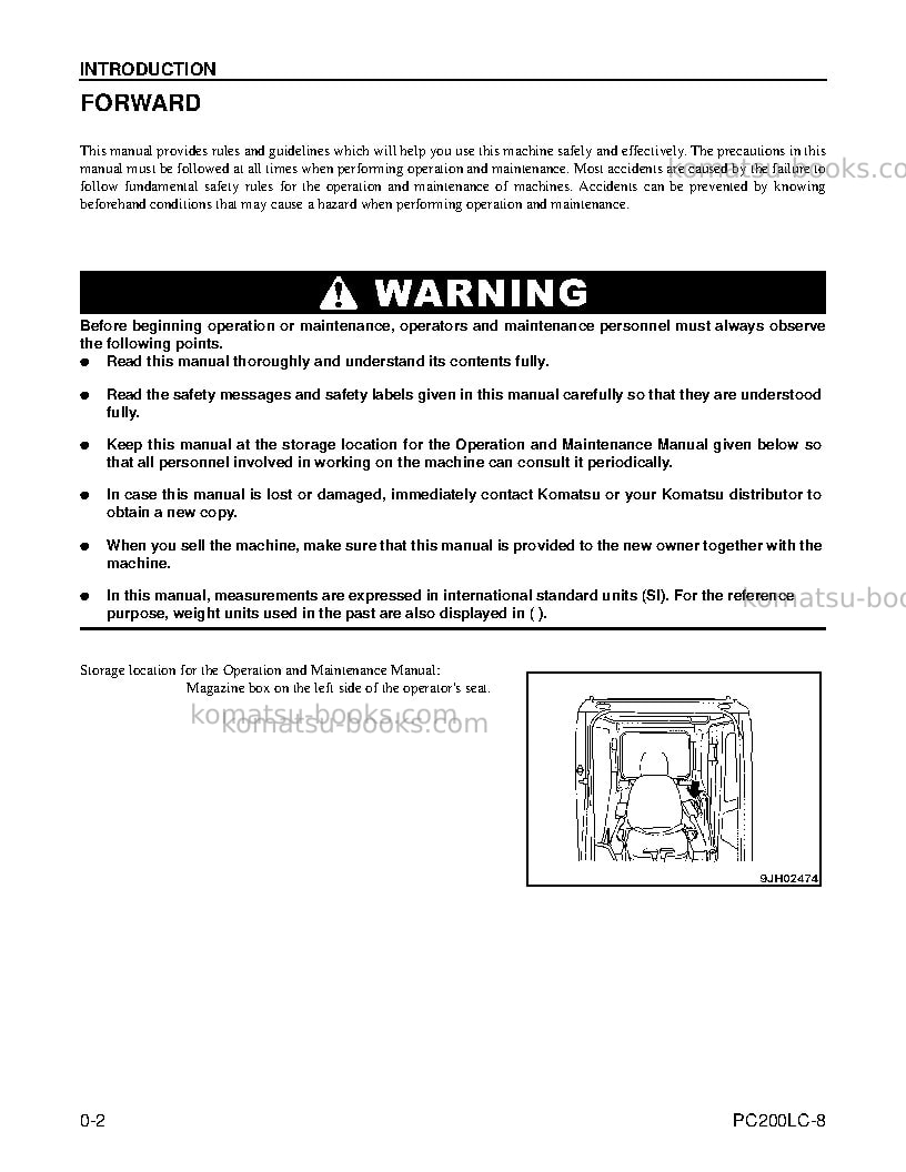 Komatsu pc200lc-8usa Operation manual cover Page 4 Komatsu pc200lc-8usa Operation manual cover Page 4