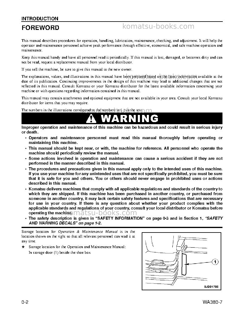 Komatsu wa380-7usa Operation manual cover Page 4