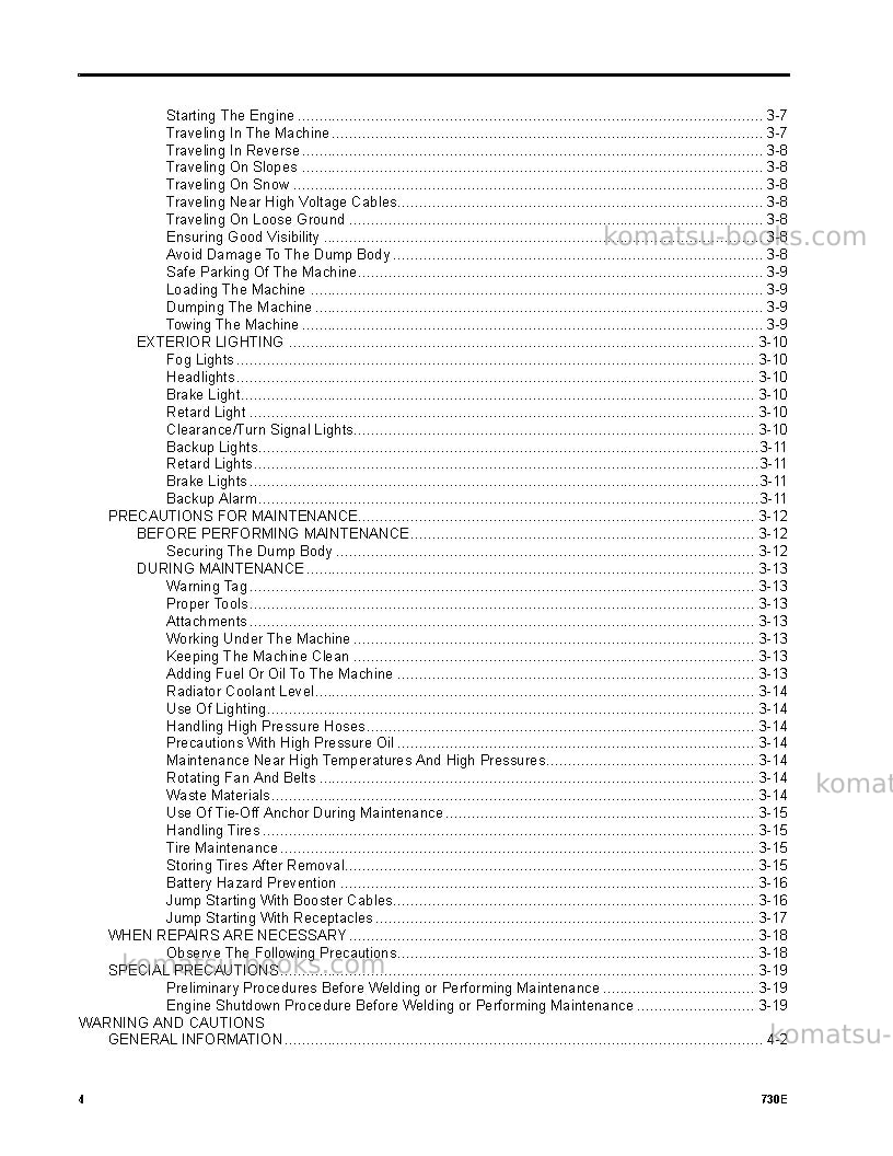 Komatsu 730eusa Operation manual cover Page 4
