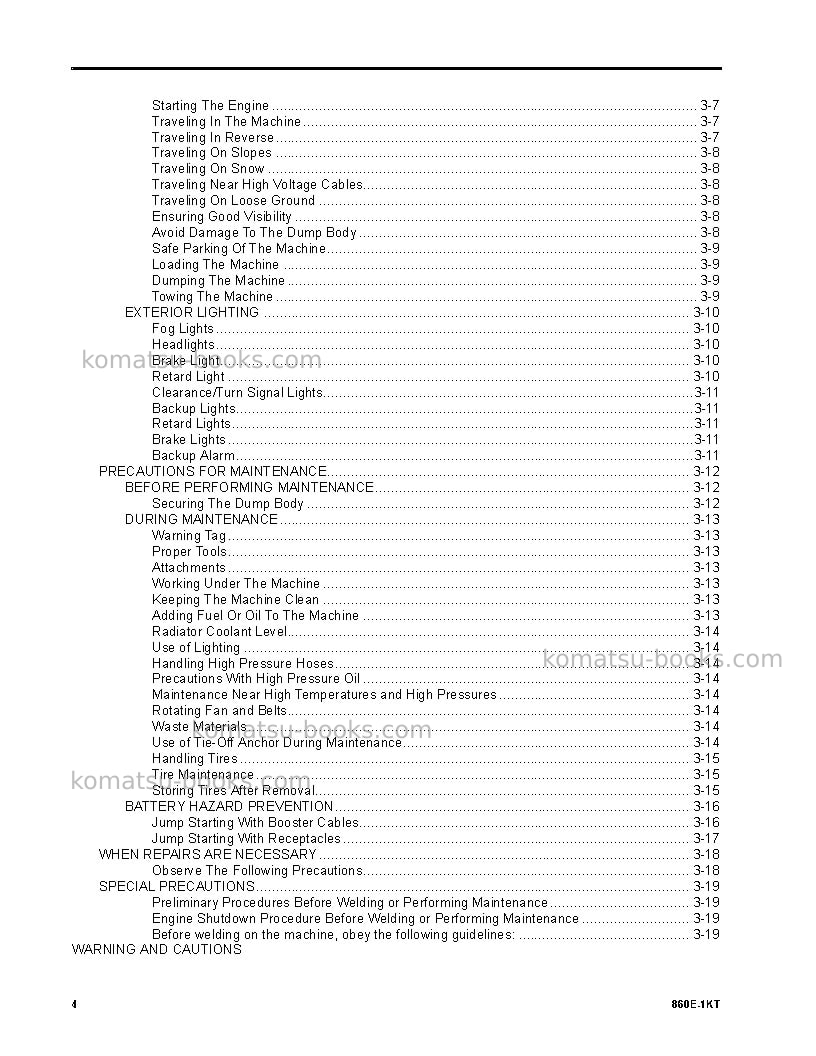 Komatsu 860e-1usa-kt Operation manual cover Page 4
